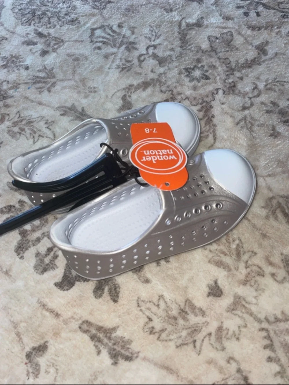 wonder nation Metallic Silver Kids Slip-On Sandals